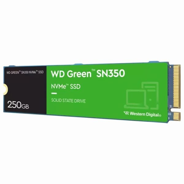 SSD WESTERN DIGITAL SN350 WD GREEN, 250GB, M.2 2280, NVMe, PCIe 3.0, Leitura 2400MB/s, Gravação 1500MB/s – WDS250G2G0C - Image 2