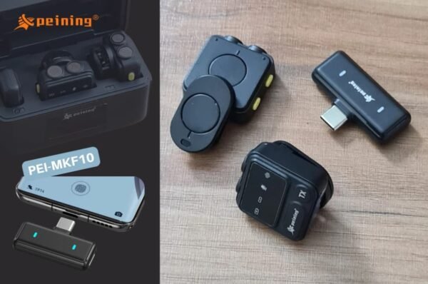 Microfone Lapela PEINING PEI-MKF10, USB-C, 2 Unidades, Sem Fio, Preto - Image 5