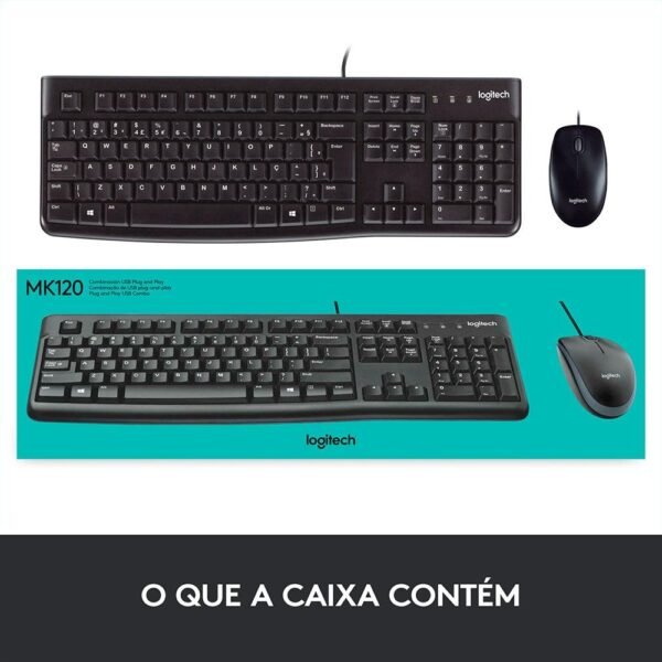 Kit Mouse e Teclado LOGITECH MK120, com Fio, USB, ABNT2, Preto - 920-004429 - Image 6