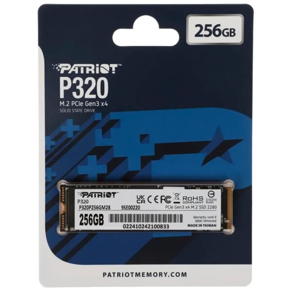 SSD PATRIOT P320, 256GB, M.2 2280, NVMe, PCIe 3.0, Leitura 2200MB/s, Gravação 1200MB/s – P320P256GM28 - Image 3