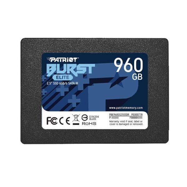 SSD PATRIOT BURST ELITE, 960GB, 2.5, SATA, Leitura 450MB/s, Gravação 320MB/s - PBE960GS25SSDR