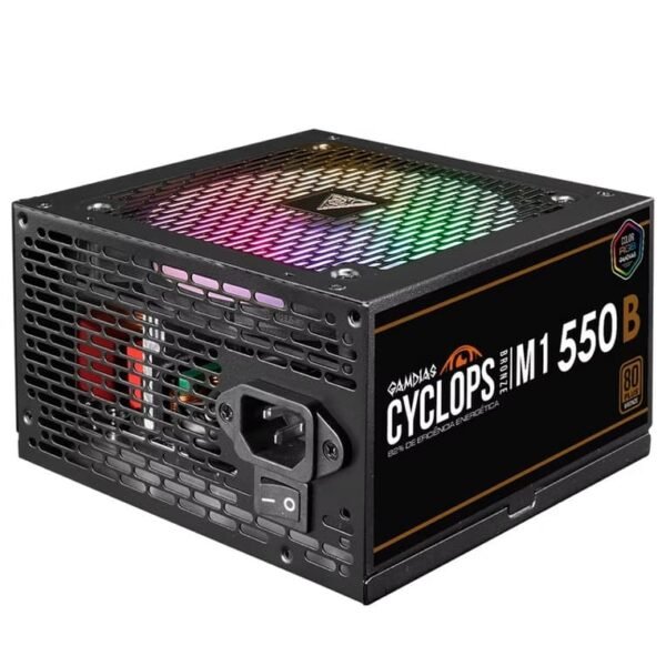 Fonte ATX GAMDIAS CYCLOPS M1-550B ARGB, 550W, Bivolt, 80 Plus Bronze, PFC Ativo, TecLab, Preto - Image 3