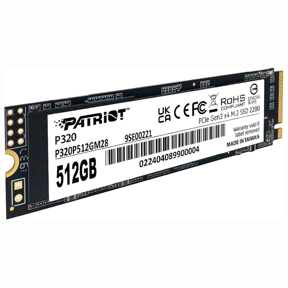SSD PATRIOT P320, 512GB, M.2 2280, NVMe, PCIe 3.0, Leitura 3000MB/s, Gravação 2200MB/s – P320P512GM28