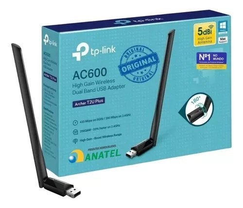 PLACA DE REDE TP-LINK ARCHER T2U PLUS, SEM FIO, USB, AC600, DUAL BAND - 0152502274