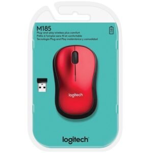 Mouse LOGITECH M185,  Sem Fio, Vermelho - 910-003635