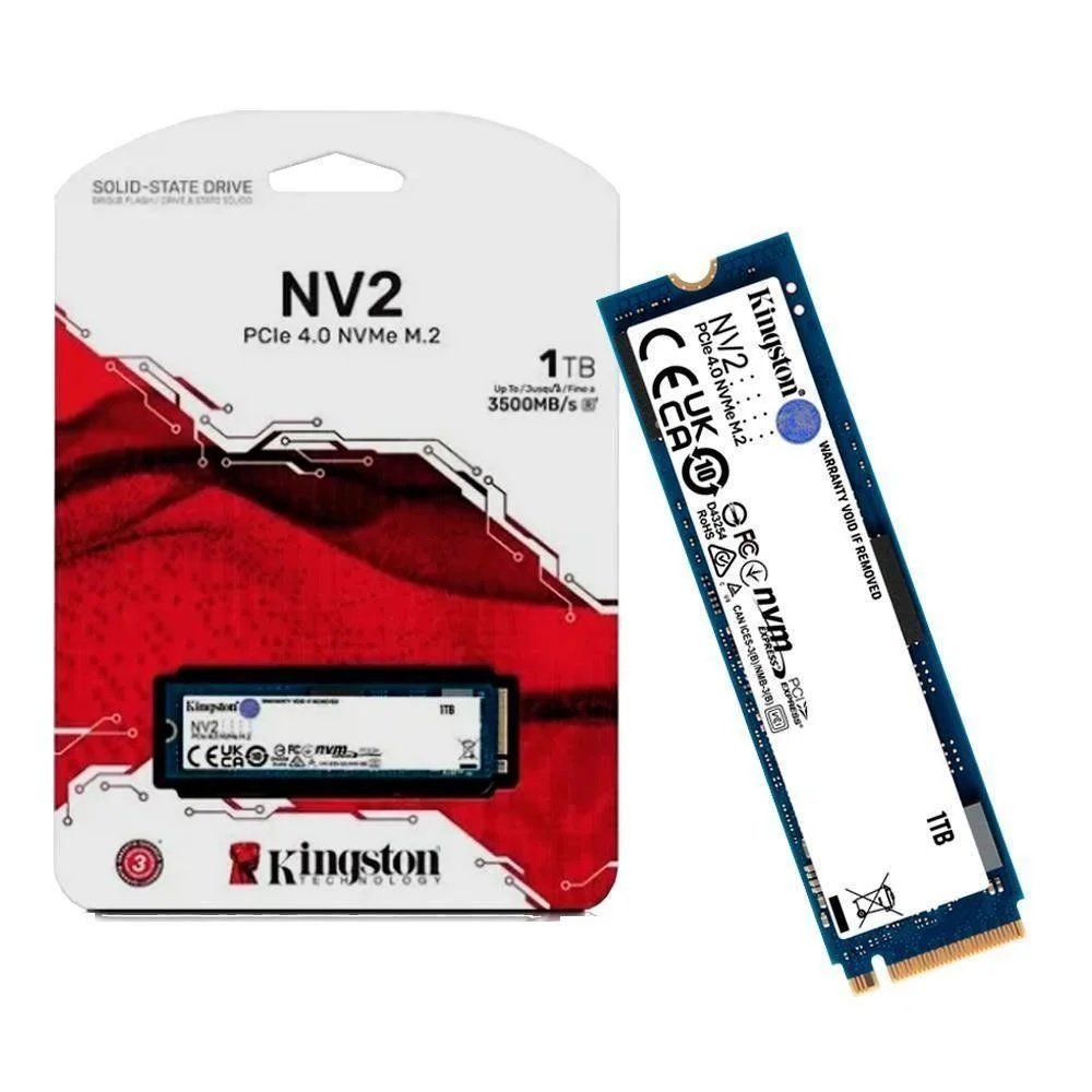 SSD KINGSTON NV2, 1TB, M.2 2280, NVMe, PCIe 4.0, Leitura 3500MB/S, Gravação 2100MB/S - SNV2S/1000G