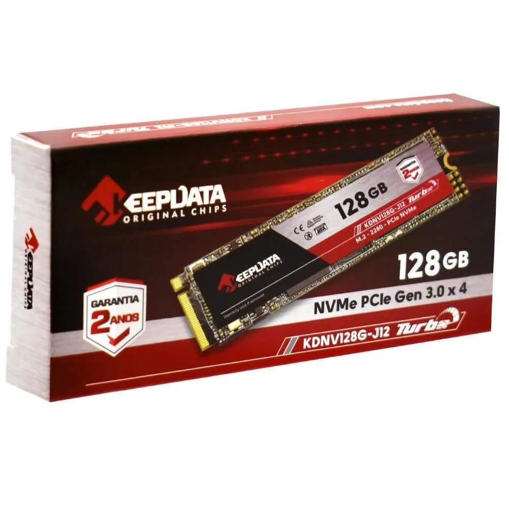 SSD KEEPDATA, 128GB, M.2 2280, NVME, PCIE 3.0, Leitura 2400MB/s, Gravação 1700MB/s - KDNV128G-J12