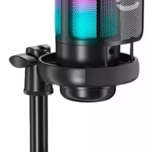 Microfone Condensador Gamer TOMATE MT-1060R, RGB, Live Stream, Podcast, Preto