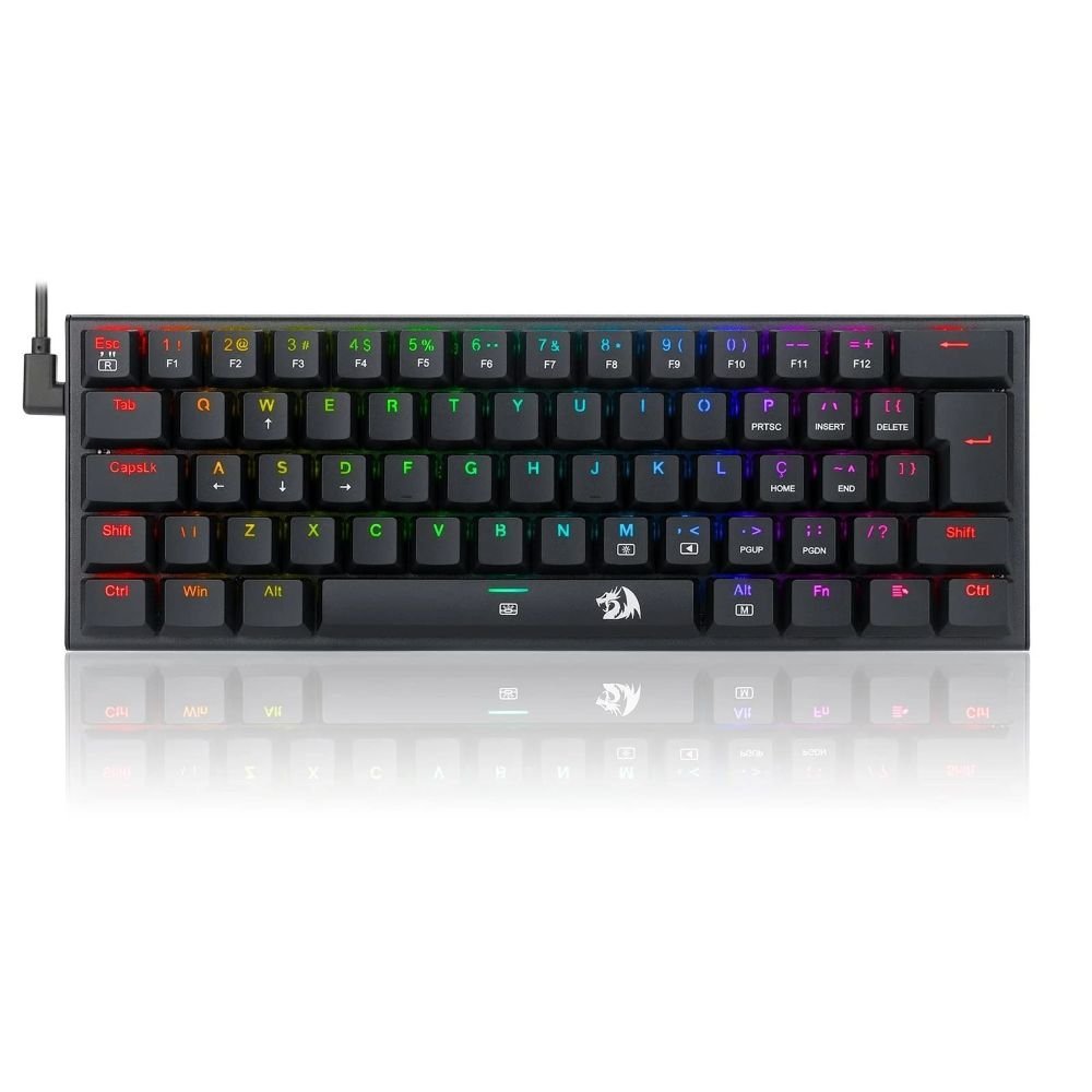 Teclado Mecânico REDRAGON ANIVIA RGB, 60%, Switch Azul, ABNT2, Preto - K614-RGB(PT-BLUE)