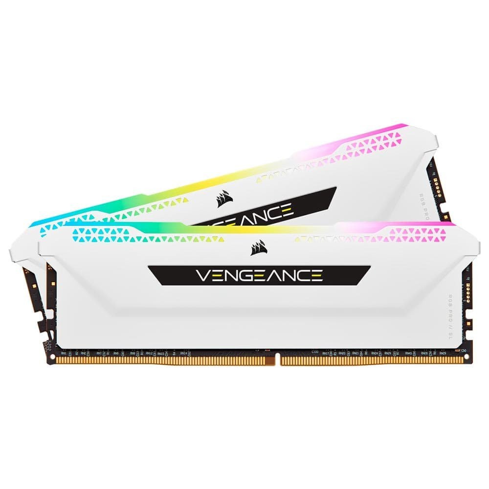 Memória Desktop CORSAIR VENGEANCE RGB PRO SL, DDR4, 3200MHz, 32GB (2x16GB), Branco - CMH32GX4M2E3200C16W