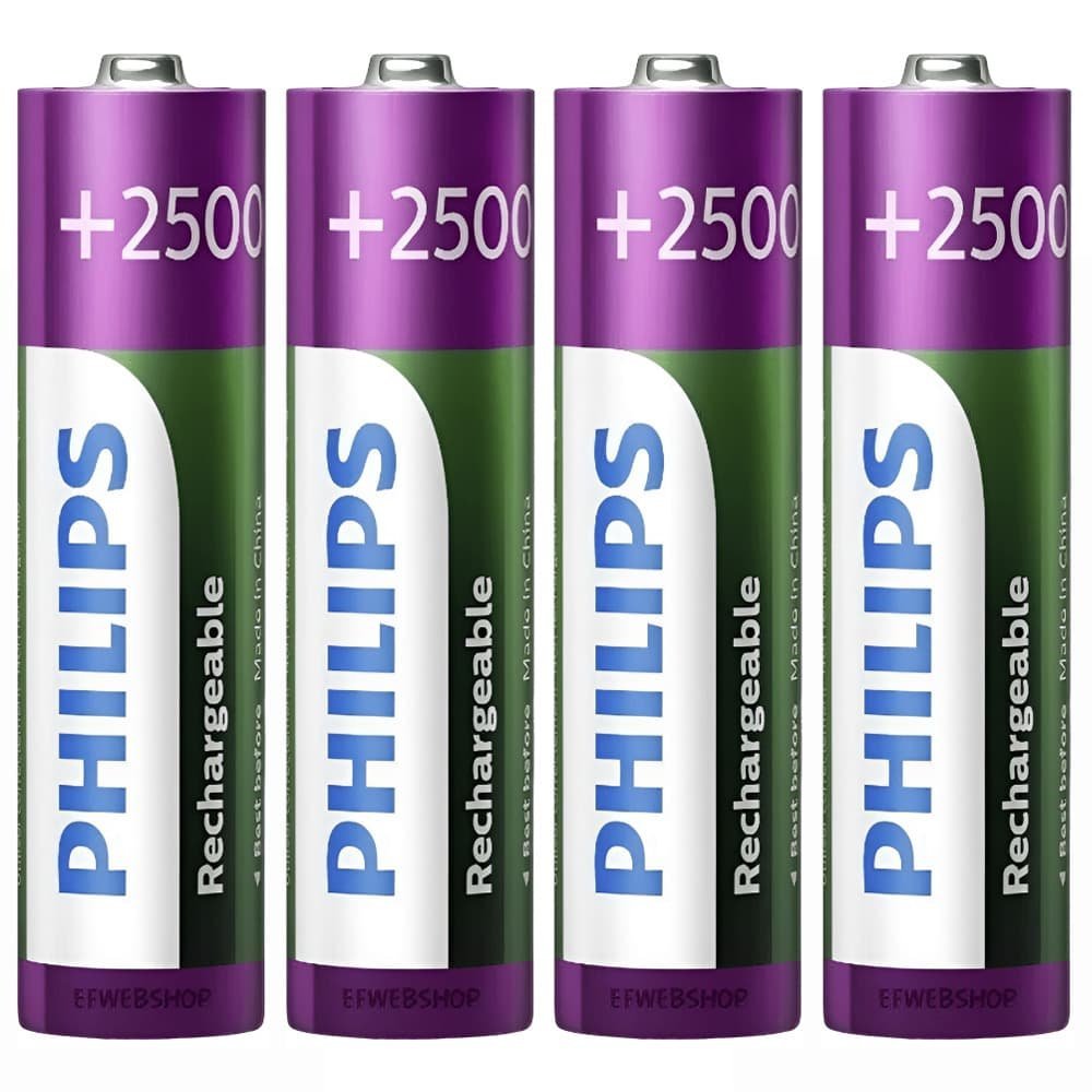 Pilhas Recarregável PHILIPS, AA, 4UN, 2500mAh - R6B4RTU25/97
