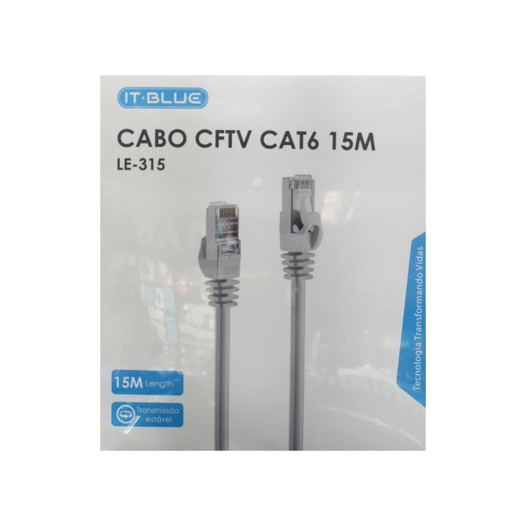 Cabo de Rede IT-BLUE LE-315, CAT6, 15m, CFTV, Cinza