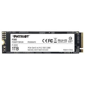 SSD PATRIOT P300, 1TB, M.2 2280, NVME, PCIE 3.0, LEITURA 2100MB/S, GRAVAÇÃO 1650MB/S - P300P1TBM28