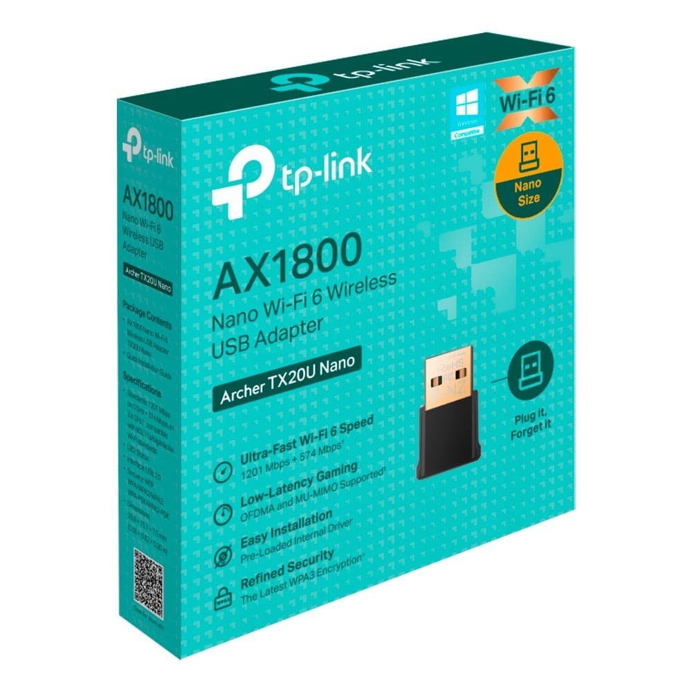 Placa de Rede TP-LINK ARCHER TX20U NANO, USB, Wi-Fi 6, AX1800, Preto - 0152502464