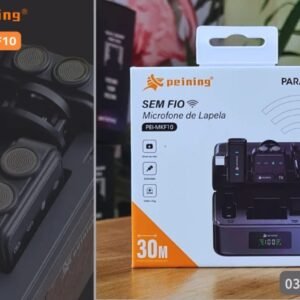 Microfone Lapela PEINING PEI-MKF10, USB-C, 2 Unidades, Sem Fio, Preto