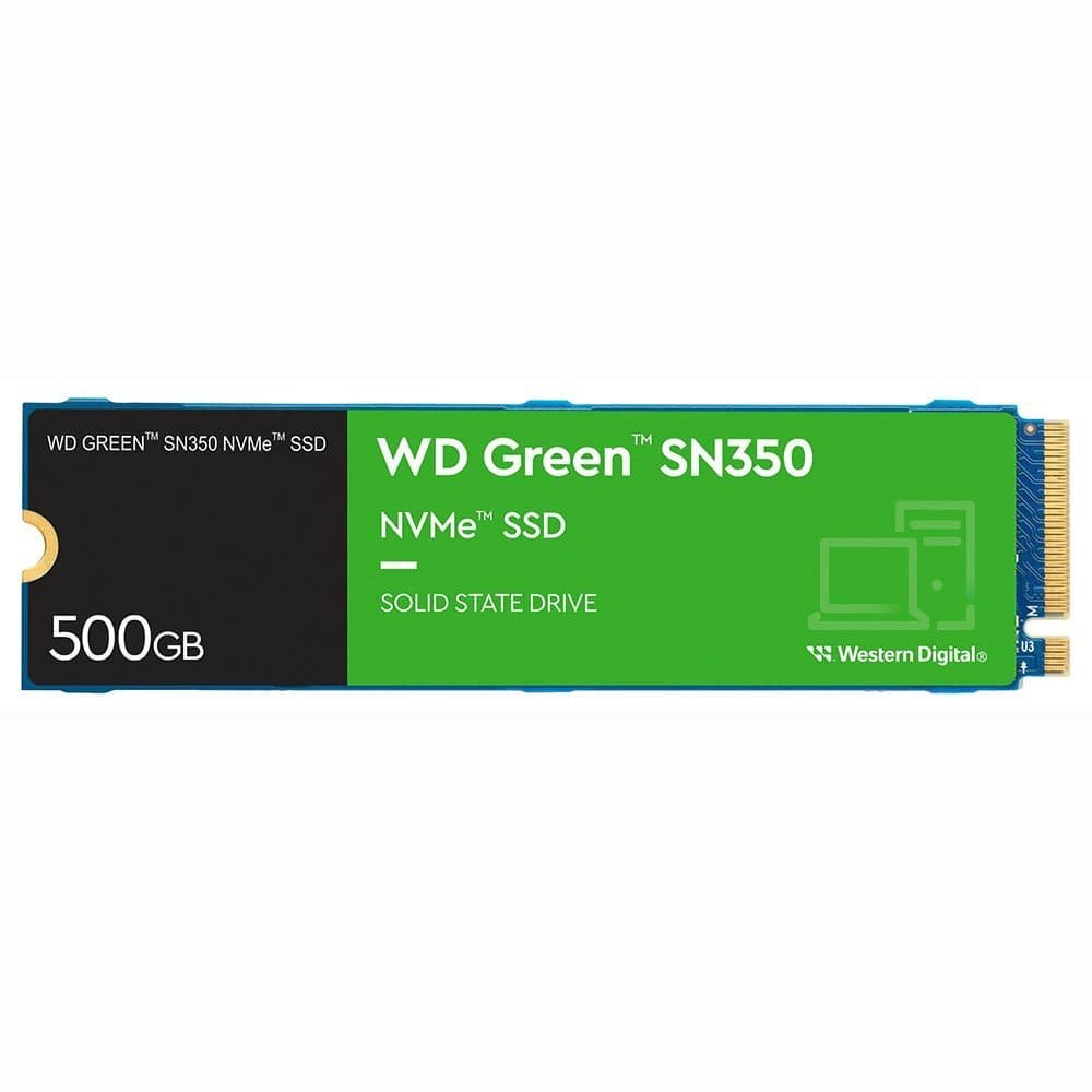 SSD WESTERN DIGITAL SN350 WD GREEN, 500GB, M.2 2280, NVMe, PCIe 3.0, Leitura 2400MB/s, Gravação 1500MB/s – WDS500G2G0C
