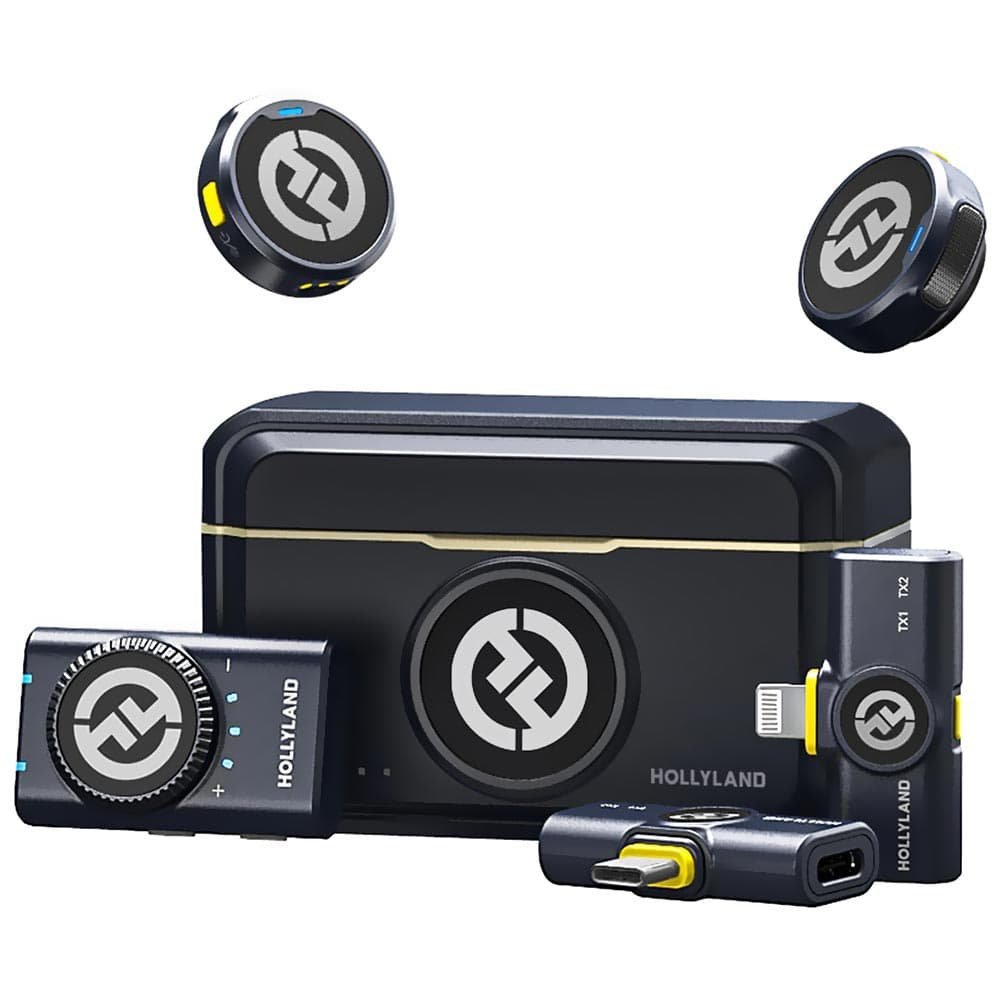 Microfone Lapela HOLLYLAND LARK M2, Lightning, USB-C, 2 Unidades, Sem Fio, Preto