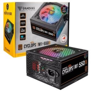 Fonte ATX GAMDIAS CYCLOPS M1-550B ARGB, 550W, Bivolt, 80 Plus Bronze, PFC Ativo, TecLab, Preto