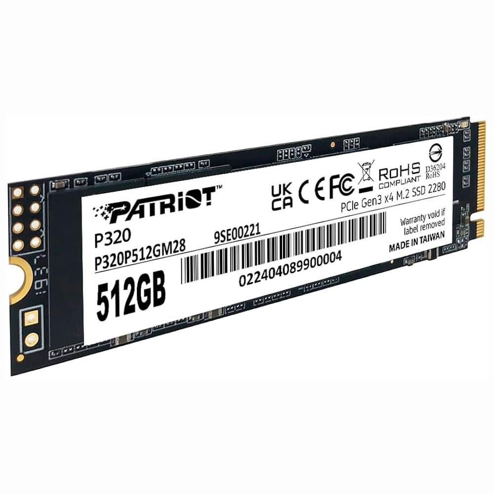SSD PATRIOT P320, 512GB, M.2 2280, NVMe, PCIe 3.0, Leitura 3000MB/s, Gravação 2200MB/s – P320P512GM28