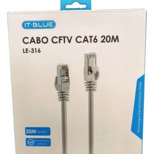 Cabo de Rede IT-BLUE LE-316, CAT6, 20m, CFTV, Cinza