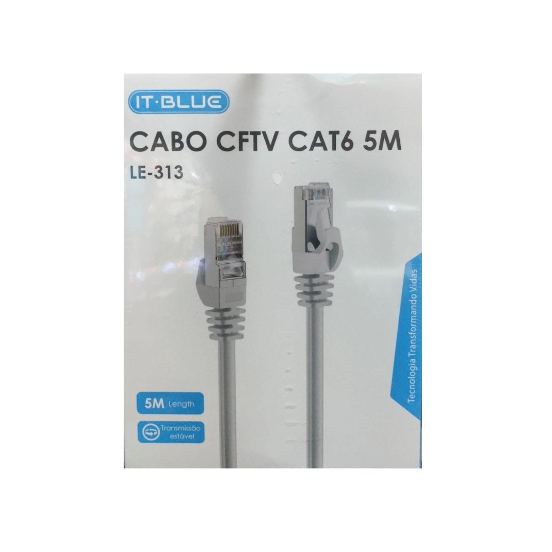 Cabo de Rede IT-BLUE LE-313, CAT6, 5m, CFTV, Cinza