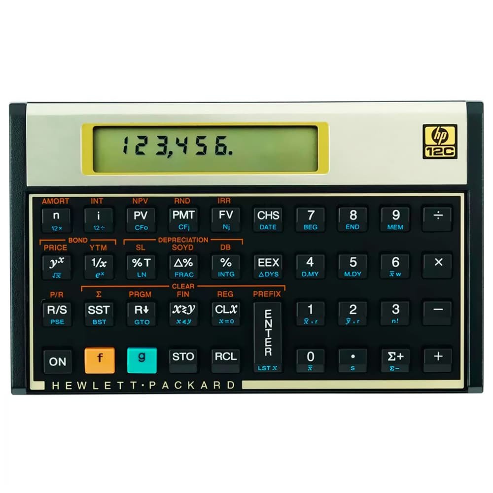 Calculadora Financeira HP 12C Gold, Português e Espanhol, Preto/Dourado